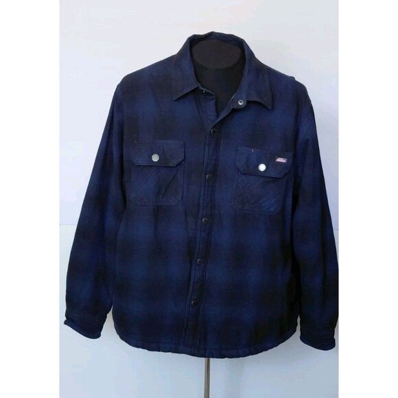 Dickies Blue And Black Plaid Flannel Sherpa Lined Work Jacket 2X - Picture 2 of 11
